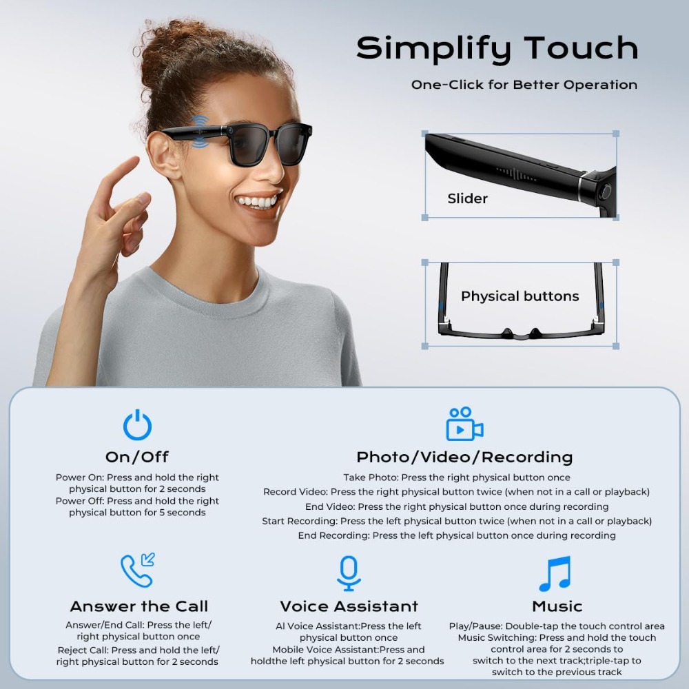Smart HD Camera Glasses with V - Smart Glasses Lens recension och pris