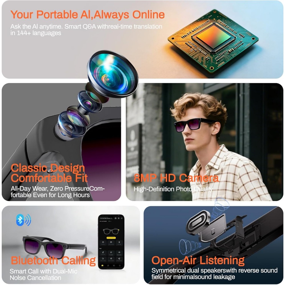 AI Translation, Bluetooth Call - Smart Glasses Lens recension och pris